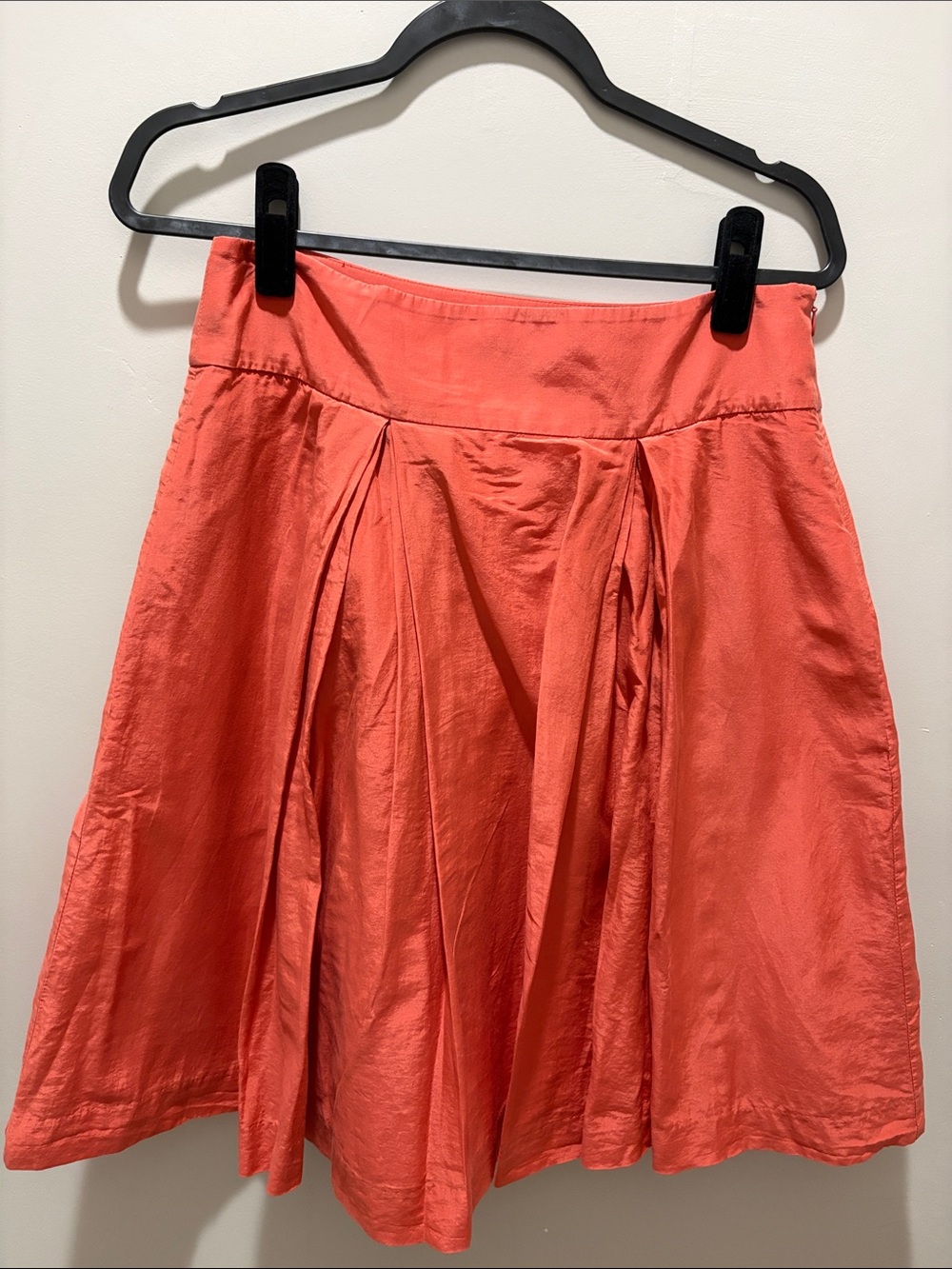 Banana Republic Womens Coral Pleated A-Line Skirt with pockets